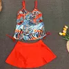 Dames badmode vrouwen luipaard print tankini sets hoge taille bikini met rok twee stukken zwempak vrouwelijk badpak strandkleding zwembad