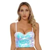 Bühne Wear Womens Farkly Pailletten Bustier Bra Top Unterdraht Bauch Tanzkleidung Verstellbare Gurte Push Up Korsetternte für Party -Nachtclub