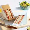 Caixa de sanduíches com papel de janela espessa torrada Bread Packaging Container para uma loja de fast food