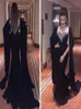 2018 BEADED CRYSTALS HIGH NECK BLACK MERMAID PROM DRESS SHEER NECK MUSLIM SAUDI ARABIA 공식 저녁 무도회 가운 랩 파티 9389432