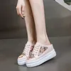 Kapcia Fujin 8 cm Air Mesh Mikrofibra skórzana platforma klinowa Summer Slipper Fashion Women Rome Sandal Bling Chunky Sneakers Pumps Buty
