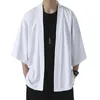 Casual shirts voor heren mannen ademend shirt Japanse stijl Kimono Cardigan Solid Color Samurai kostuum Aziatische kledingjas 3/4 mouw