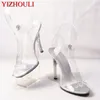 Zapatos de baile La plataforma impermeable del fondo de 13 cm de espesor con boca de pescado para la boda de la mujer Cena de la boda