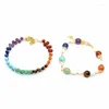 Link Bracelets Natural Stone Beads 7 Chakra Bracelet Gold Color Adjustable Chain Bangle For Kids Children Luxe Jewelry