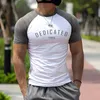 Mens T-shirt Summer Gymmuskler Skjorta Högkvalitativa Street Training Tees för Mens Workout Fitness Sport Clothing Overized Tops 240416