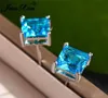 Étalons 4567 mm en pierre cristalline boucles d'oreilles carrées pour femmes hommes argent princesse aqua blue zircon de mariage oreilles de mariage bijoux de fête CZ5457111
