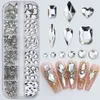 12GRIDS ROSE MIXE CHARMES MIEUX CRIMES BIELLIRES CHIELRES Nail Art Décoration Manucure Rhingestones R # Q