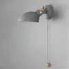 Wall Lamp Macaron Living Room Bedroom Bedside Reading Light With Pull Switch Solid Wood Rotating Lamps