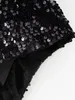 女性のベスト女性ファッションスパンコールの黒いノースリーブジャケットウエストヴィンテージVネックベスト女性シックレディタンクトップ