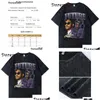 Mens T-shirts Hip Hop Men Washed T-shirt Future Rapper Graphic Print Black T-shirt Women Harajuku Vintage 90s Tshirt Summer Short Slee Otpop