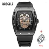 Montre-bracelets Baogela Skull Men Regarde la marque de silicone militaire Pirate Hollow Watch Luminous Sports Wristwatch Relogo Masculino