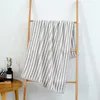 Towel 1pc 70 140cm Terry Bath/Beach Or Face Japanese Grey Stripe Cotton Adult Bathroom Washcloth For El Home Textile