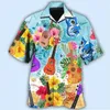 Men's Casual Shirts Hawaiian Guitar and Music Mens Shirt Summer Food Print Cuban Lapel Comfort Vacation Breathable Short Sleeve 240416