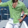 Men's Casual Shirts 2023 Fashion Lapel Shirt Striped Plaid Blue Green Tiger Totem Black White HD Pattern Cuban Broken Collar Popular 24416