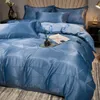 4 stycken Satin Queen King Size Luxury Silky Summer Bedding Set Disvet Cover Pudow Case