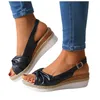 Sandálias de verão feminino de espessura grossa salto de cor sólida de cor, sapatos casuais casuais de cor grande arco zapatos mujer 2024 tendencia