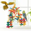 Andra fågelförsörjningar papegoja leksaker hängande rep husdjur stege trä stativ budgie parakit klättra bur bett leksak färgglad tugga