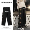 Jeans maschile foufurieux star americane star leopard uomini vintage high street pantaloni a gamba dritta donne primaverila di moda hip-hop tendenza hip-hop