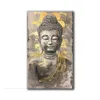 Gold Buddha Canvas Wall Art, Abstract Buddha Portrait Painting, Colorful Buddhism Prayer Poster Prints, Zen Wall Pictures for Meditation Room Home Decor