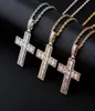 Iced Out CZ Bling Baguette Style Cross Pendant Necklace Mens Micro Pave Cubic Zirconia Gold Silver Rose Gold Necklace 3800 Q21694301