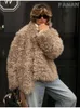 Women's Fur Winter Thicken Warm Long Sleeve Turndown Collar Solid Female Coats Fluffy Faux Coat Women Chic Streetwear Stylish Jackets