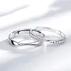 Pierścienie klastra Pierścień Pierścień Moda prosta ze stali nierdzewnej cyrkon srebrny otwierany otwieranie regulowanego miłosnego zaangażowania biżuteria