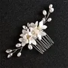 Coiffes Rigiane perle en céramique fleur cheveux peigne femme metal Barrette avec pour princesse fête des accessoires