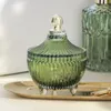 Lagringsflaskor europeisk smaragd grön glas burk med lock retro utsökt låda rund stativ container hem dekoration