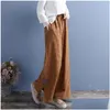 Pantaloni da donna Capris Literatura e arte retrò jacquard a gamba a larga gamba abbotteria a colore solido Abbigliamento per la consegna delle colture casual croping c dhgdz