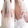 Apliques de casamento de uma camada elegante Branco curto/marfim véus véus acceitos de noiva Bordado floral pente de cabelo 81xn#