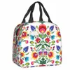 Sac à lunch floral folk polonais pour femmes fuites en Pologne FRS FRS FRRALER CHARMER THERMAL ISLEUDE BOX TRAVAIL SAGS DE PIOCNE DE PLATS C7MT # #