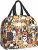 cute Dog Lunch Bag Kawaii Puppy Lunch Box Animal Print Compact Tote Bag Reusable Purse for Women Picnic Beach Office Work 17yD#