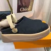 Plateforme Clog Chaussures Femmes Boken Baotou Half Slippers Blue Denim Slides Mule Womens Casual Chaussures Y2k Style Brock Shoe Shoe Letter Classic Imprimer Top Quality plus grand 35-41