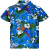 Camisas casuais masculinas Tropical fofo papagaio 3d impressão masculina superdize praia praia moda havaiana mass roupas de lapela com botão