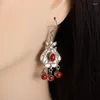 Dingle örhängen damer kinesisk mode etnisk stil imitation röd agat vindklocka tofs flickor elegant high-end smycken tillbehör