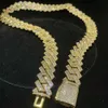 Dea 18 mm de largeur Hip Hop Iced Out S925 Silver plaqué VVS Collier de chaîne cubaine Moisanite