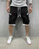 Men's Shorts Mens Summer Cargo Shorts Cotton Workout Fitness Shorts Breathable Jogger Training Gyms Bodybuilding Multi Pocket Grey Shorts Q240416