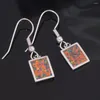 Kolczyki Dangle Cinily stworzone różowy niebieski pomarańczowy ogień opal srebrna platowana biżuteria Prezenty dla kobiet dziewcząt w kształcie kwadratowego kolczyka