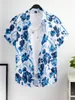 Men's Casual Shirts Loose Floral Print Pattern Short Sleeve Shirt Button Up Top