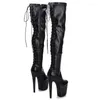 Dance Shoes Fashion Women 20CM/8inches PU Upper Plating Platform Sexy High Heels Thigh Boots Pole 457