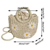 Handwoven Daisy Straw Rattan Halfmoon Beach Handtas Grote capaciteit Vrouwen zomer Hollow Out Crossbody Schoudertas 240401