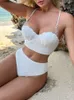 2024 Womens Swimsuit Split tweedelige Solid Color Sexy Beach Hot Spring Vacation Bikini