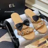 2024 Designer Shoes Summer Parisian Women's Flat Sandals Luxury Pearl embellishments Top Quality Slippers Women's Elegant Pearl Princess slippers