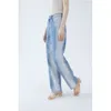 2024 Early Spring New High Waist Loose Slimming Floor Slim Pants Personalized Washing Striped Denim Pants for Women