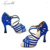 Tanzschuhe Lateinische Frau Salsa Bachata Dancing Gold Blau weiche High Heels Sexy Hochzeit Ballsaal Stilvolle Sandalen