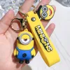 Decompression Toy Little yellow man keychain doll cute silicone car key chain pvc gifts wholesale