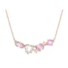 Designer Swarovskis Jewelry Shi Family 1 1 Pair Pink Candy Love Necklace Female Swarovo Element Crystal Clavicle Chain