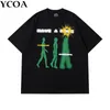 Übergroße Y2K -Kleidung Männer lustige Baumwoll -T -Shirts Vintage O Hals Harajuku Gothic Fashion Portrait Muster Kurzarm Streetwear 240416