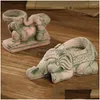 キャンドルホルダーWhyou Southou Southeast Assia Sand Carving Craft Thay Handmade Elephant Candlestick Creative Creative Decktop Decorations Drop Dh9jk