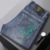 Men's Jeans designer Autumn/Winter New High end Jeans Men's Slim Fit Small Straight Tube High Elastic Embroidered Patch Pants